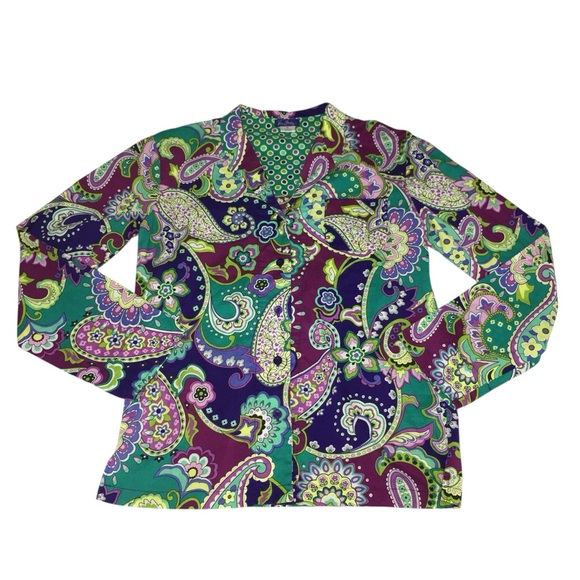 Vera Bradley Colorful Paisley Lightweight Button Up Cotton Shirt - Women’s Small - Picture 7 of 13